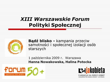 XIII Warszawskie Forum Polityki Społecznej