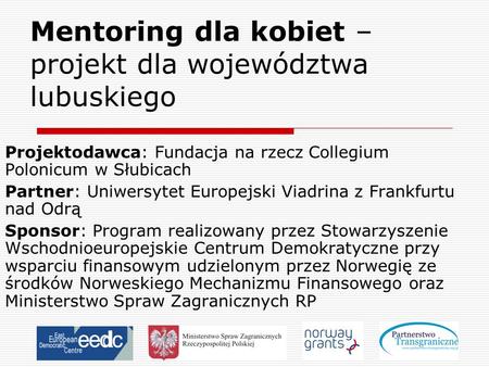 Mentoring dla kobiet – projekt dla województwa lubuskiego