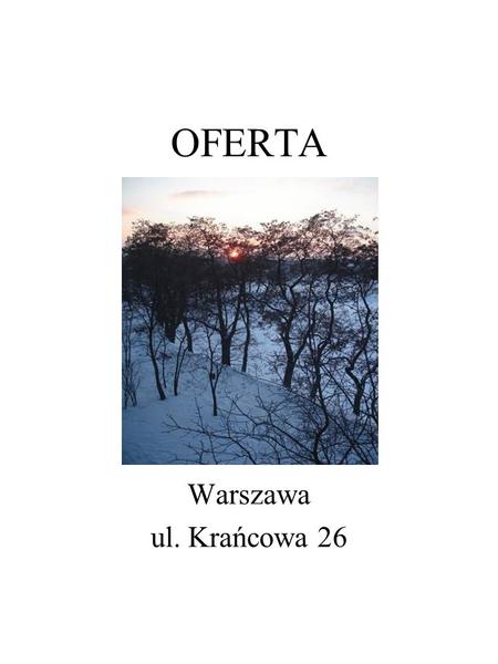 OFERTA Warszawa ul. Krańcowa 26.