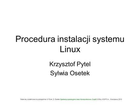 Procedura instalacji systemu Linux