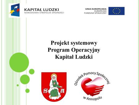Projekt systemowy Program Operacyjny Kapitał Ludzki.