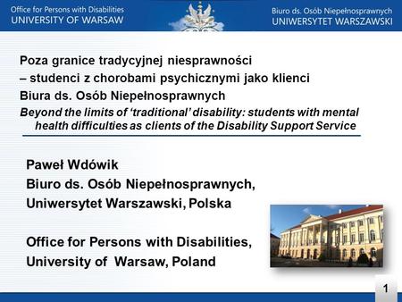 Biuro ds. Osób Niepełnosprawnych, Uniwersytet Warszawski, Polska
