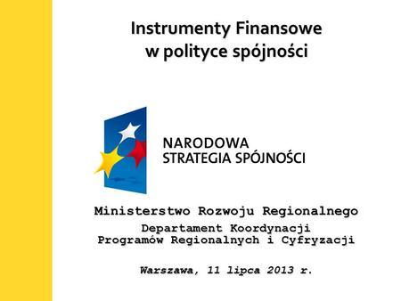 Instrumenty Finansowe w polityce spójności