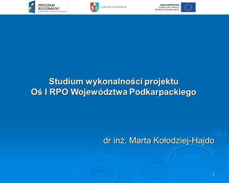 Studium wykonalności projektu Oś I RPO Województwa Podkarpackiego