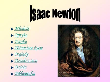 Isaac Newton Młodość Optyka Fizyka Późniejsze życie Poglądy
