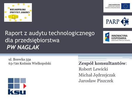 Raport z audytu technologicznego dla przedsiębiorstwa PW NAGLAK