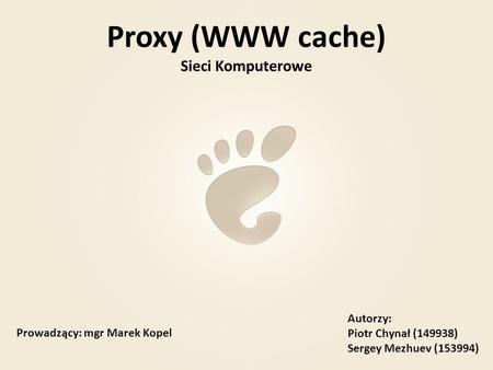 Proxy (WWW cache) Sieci Komputerowe