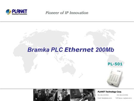 Bramka PLC Ethernet 200Mb PL-501 Page 1 / 8.