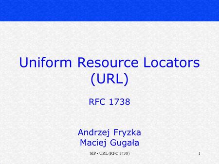Uniform Resource Locators