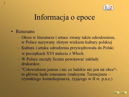Informacja o epoce Renesans