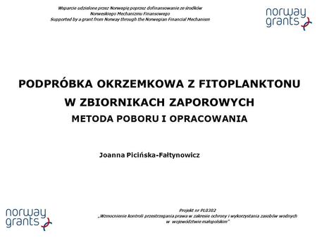Projekt nr PL0302 Wzmocnienie kontroli przestrzegania prawa w zakresie ochrony i wykorzystania zasobów wodnych w województwie małopolskim Wsparcie udzielone.