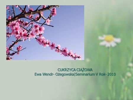 Ewa Wendr- Ożegowska|Seminarium V Rok- 2010
