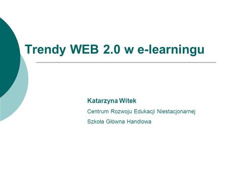 Trendy WEB 2.0 w e-learningu