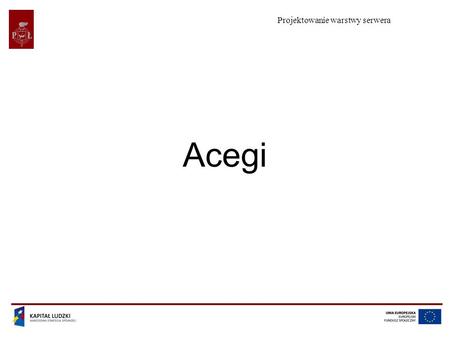 Projektowanie warstwy serwera Acegi. Projektowanie warstwy serwera Projekt współfinansowany przez Unię Europejską w ramach Europejskiego Funduszu Społecznego.