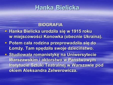 Hanka Bielicka BIOGRAFIA