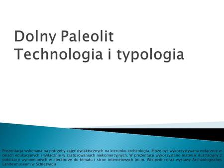 Dolny Paleolit Technologia i typologia