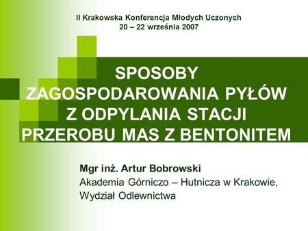 II Krakowska Konferencja Młodych Uczonych