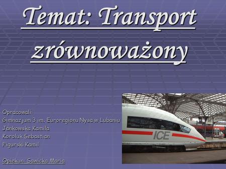 Temat: Transport zrównoważony