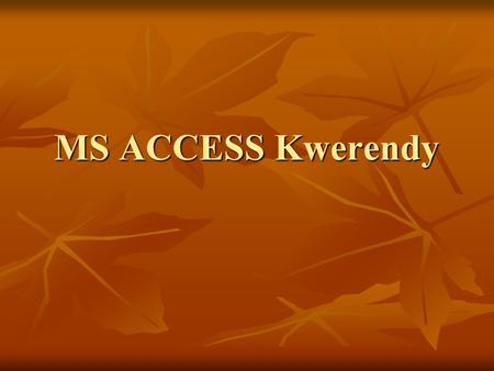 MS ACCESS Kwerendy.