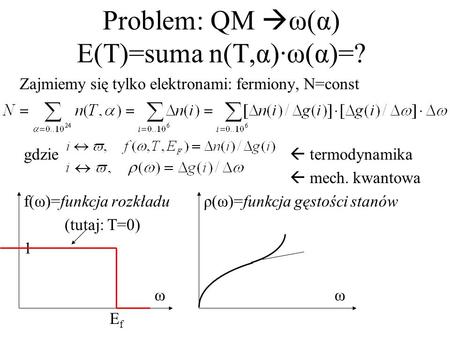 Problem: QM ω(α) E(T)=suma n(T,α)·ω(α)=?