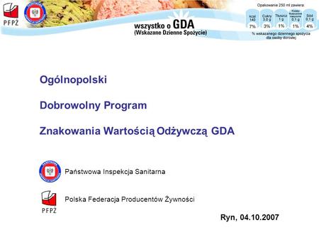 Znakowania Wartością Odżywczą GDA