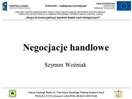 Negocjacje handlowe Szymon Woźniak.