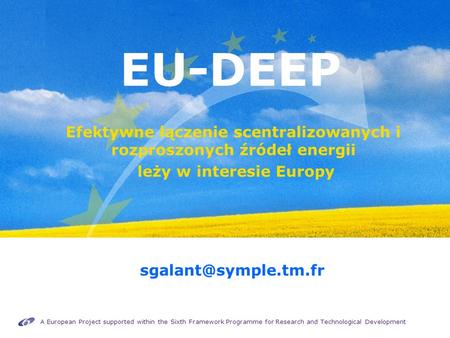 A European Project supported within the Sixth Framework Programme for Research and Technological Development EU-DEEP Efektywne łączenie scentralizowanych.