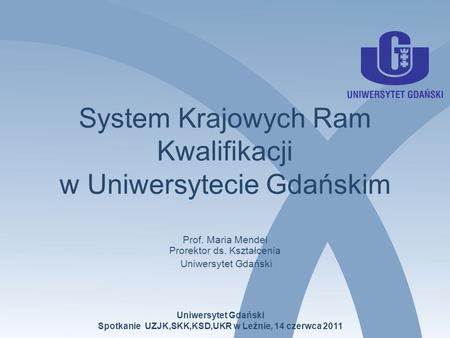System Krajowych Ram Kwalifikacji w Uniwersytecie Gdańskim