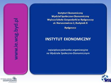 Www.ie.wsg.byd.plwww.ie.wsg.byd.pl INSTYTUT EKONOMICZNY największa jednostka organizacyjna na Wydziale Społeczno-Ekonomicznym INSTYTUT EKONOMICZNY największa.