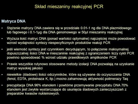 Skład mieszaniny reakcyjnej PCR