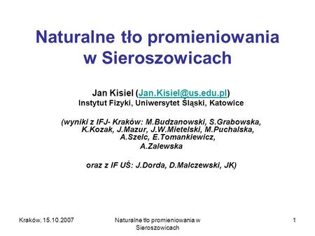 Naturalne tło promieniowania w Sieroszowicach