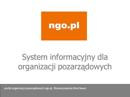 System informacyjny dla organizacji pozarządowych