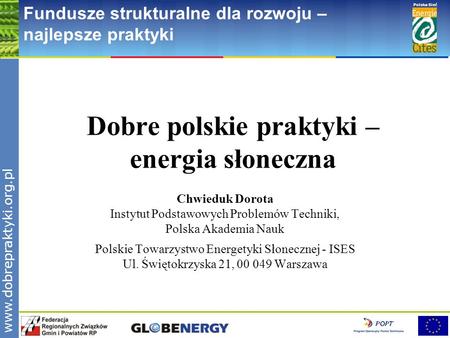 Dobre polskie praktyki – energia słoneczna