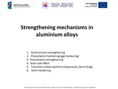 Strengthening mechanisms in aluminium alloys