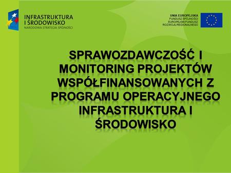 Sprawozdawczość i monitoring projektów współfinansowanych z Programu Operacyjnego Infrastruktura i Środowisko.