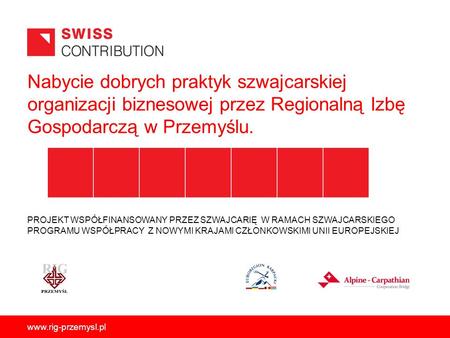 Nabycie dobrych praktyk szwajcarskiej organizacji biznesowej przez Regionalną Izbę Gospodarczą w Przemyślu. PROJEKT WSPÓŁFINANSOWANY PRZEZ SZWAJCARIĘ.