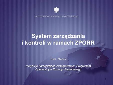 System zarządzania i kontroli w ramach ZPORR
