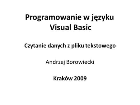 Programowanie w języku Visual Basic