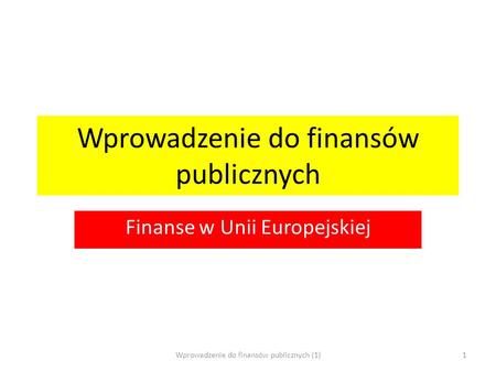 Wprowadzenie do finansów publicznych