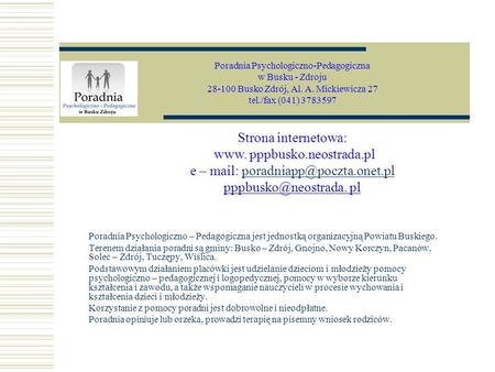 Poradnia Psychologiczno-Pedagogiczna  w Busku - Zdroju