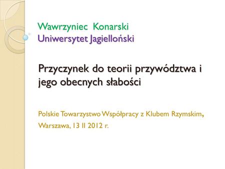 Wawrzyniec Konarski Uniwersytet Jagielloński