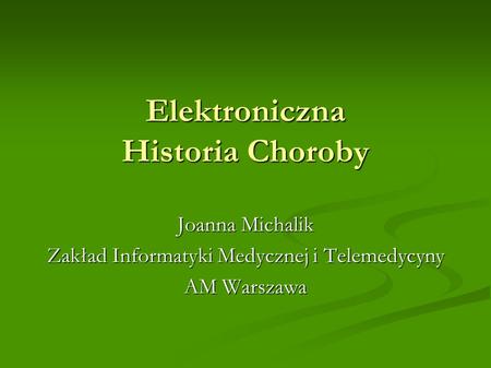 Elektroniczna Historia Choroby