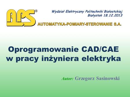 Oprogramowanie CAD/CAE w pracy inżyniera elektryka