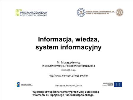 Informacja, wiedza, system informacyjny
