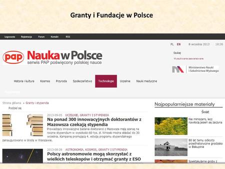 Granty i Fundacje w Polsce. Granty naukowe Unii Europejskiej.