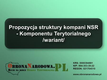 Propozycja struktury kompani NSR - Komponentu Terytorialnego /wariant/