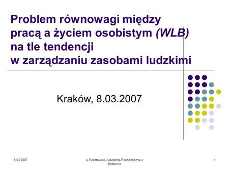 A.Pocztowski, Akademia Ekonomiczna w Krakowie