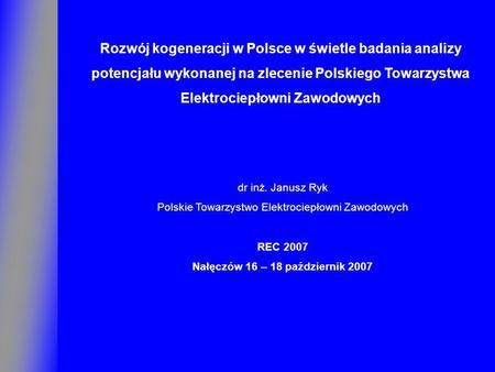 Rozwój kogeneracji w Polsce w świetle badania analizy