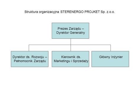 Struktura organizacyjna STERENERGO PROJKET Sp. z.o.o.