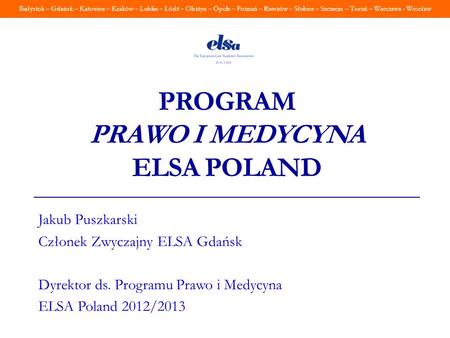 Program Prawo i Medycyna ELSA Poland